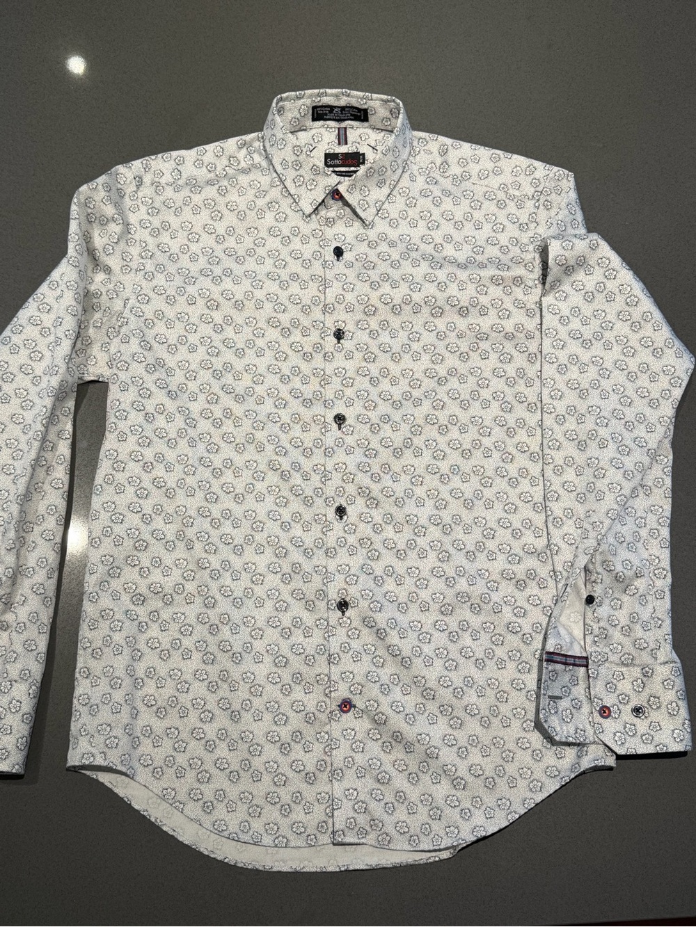 Slim Fit White Floral Button-Down Shirt